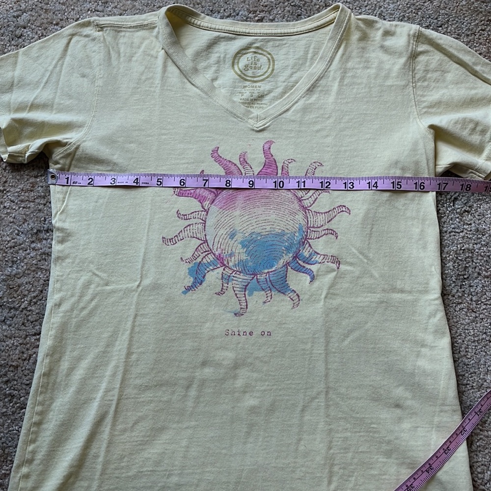 Yellow Life is Good v-neck t-shirt - Picture 7 of 10